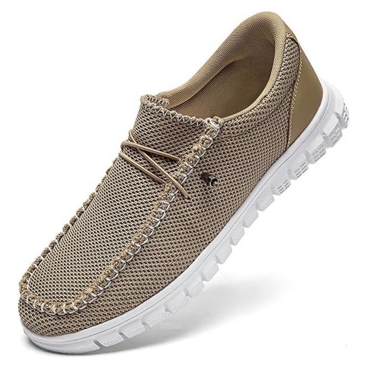 Мъжки дишащи ежедневни мокасини от мрежа, каки, JUEQIBAA, Каки