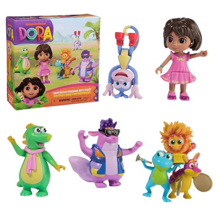 Figurakészlet, Dora, 3 éves, 0.1 kg, Egyéb karakterek, Tökéletes ajándékötlet, sok szórakozás, Kíváncsiság téma, 10 x 10 x 10 cm, Többszínű, 6 figura