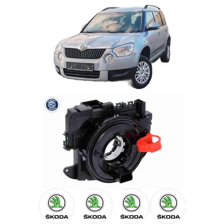 Spirala Airbag Pentru Volan SKODA YETI (5L) din 2009-2017, Auto, 4x Stickere auto cu SKODA