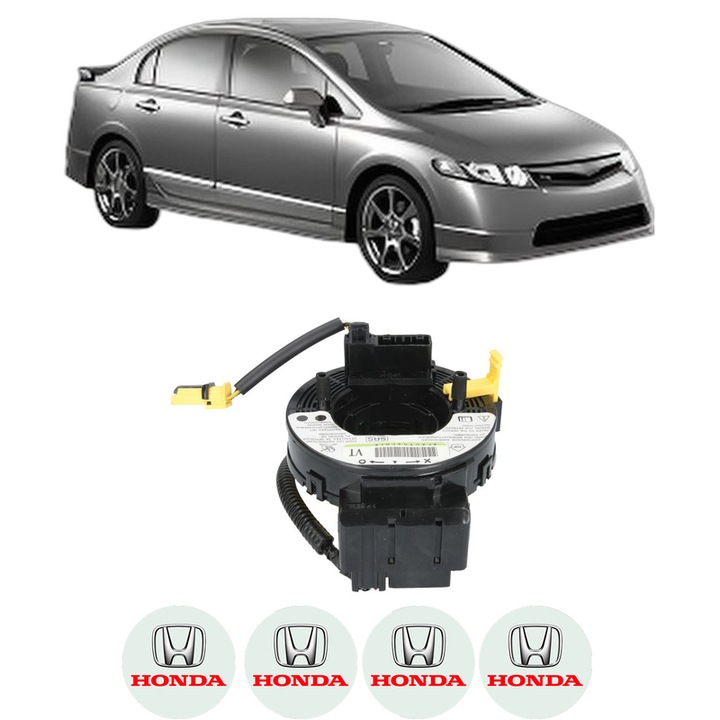 Spirala Airbag Pentru Volan HONDA CIVIC VIII Saloon (FD, FA) din 2005-2013, Auto, 4x Stickere auto cu HONDA