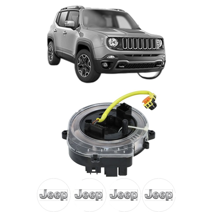 Spirala Airbag Pentru Volan JEEP RENEGADE SUV (BU, B1, BV) din 2014-2022, Auto, 4x Stickere auto cu JEEP