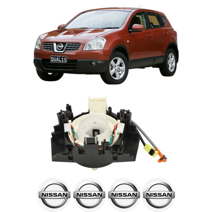 Spirala Airbag Pentru Volan NISSAN QASHQAI I (J10, NJ10) din 2006-2014, Auto, 4x Stickere auto cu NISSAN