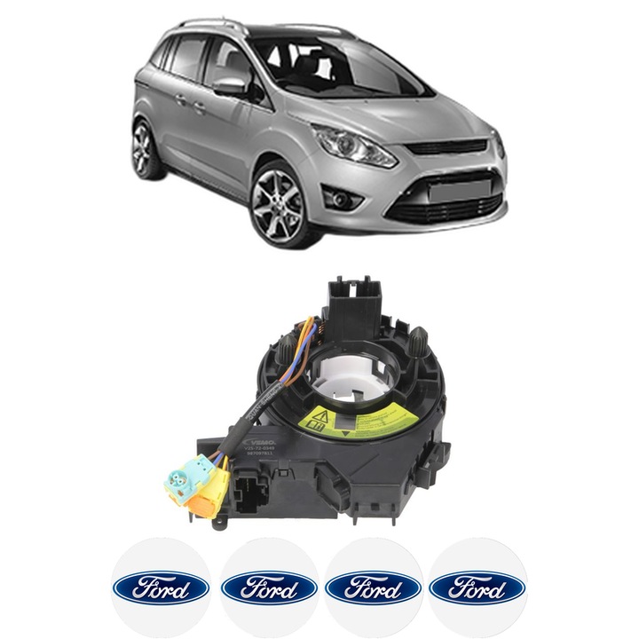 Spirala Airbag Pentru Volan FORD C-MAX II (DXA/CB7, DXA/CEU) din 2010-2019, Auto, 4x Stickere auto cu FORD