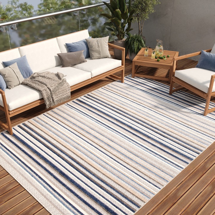 Covor, Tapiso, Patio, 80 x 150 cm, Gri, OEKO-TEX, Inaltime Fir 6 mm, Exterior, Pentru Terasa, Rezistent La UV, Rezistent La Pete, Lavabil, Usor de curatat, Rezistent La Intemperii, Impermeabil