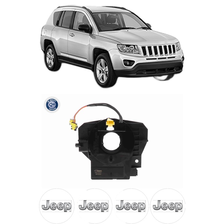Spirala Airbag Pentru Volan JEEP COMPASS (MK49) din 2006-2011, Auto, 4x Stickere auto cu JEEP