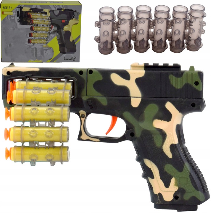 Pistol de jucarie, SklepLolki, cu 20 de sageti din spuma, culoare multicolor, dimensiuni 20x14x5.5cm