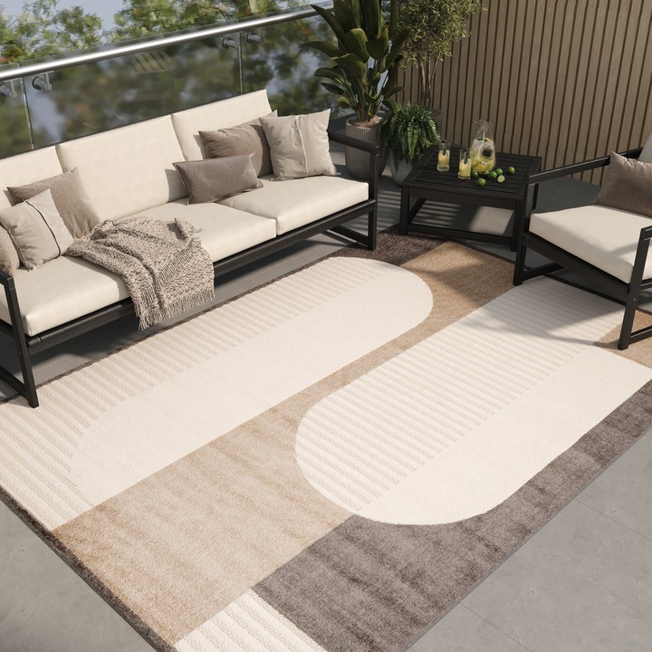 Covor, Tapiso, Patio, 300 x 400 cm, Maro, OEKO-TEX, Inaltime Fir 6 mm, Exterior, Pentru Terasa, Rezistent La UV, Rezistent La Pete, Lavabil, Usor de curatat, Rezistent La Intemperii, Impermeabil