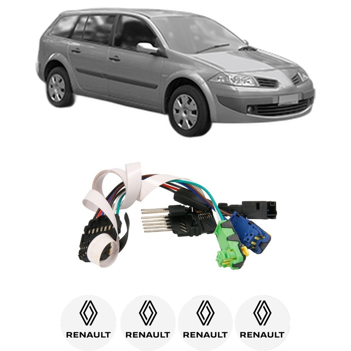 Spirala Airbag Pentru Volan RENAULT MEGANE II Estate Van (KM_) din 2003-2009, Auto, 4x Stickere auto cu RENAULT