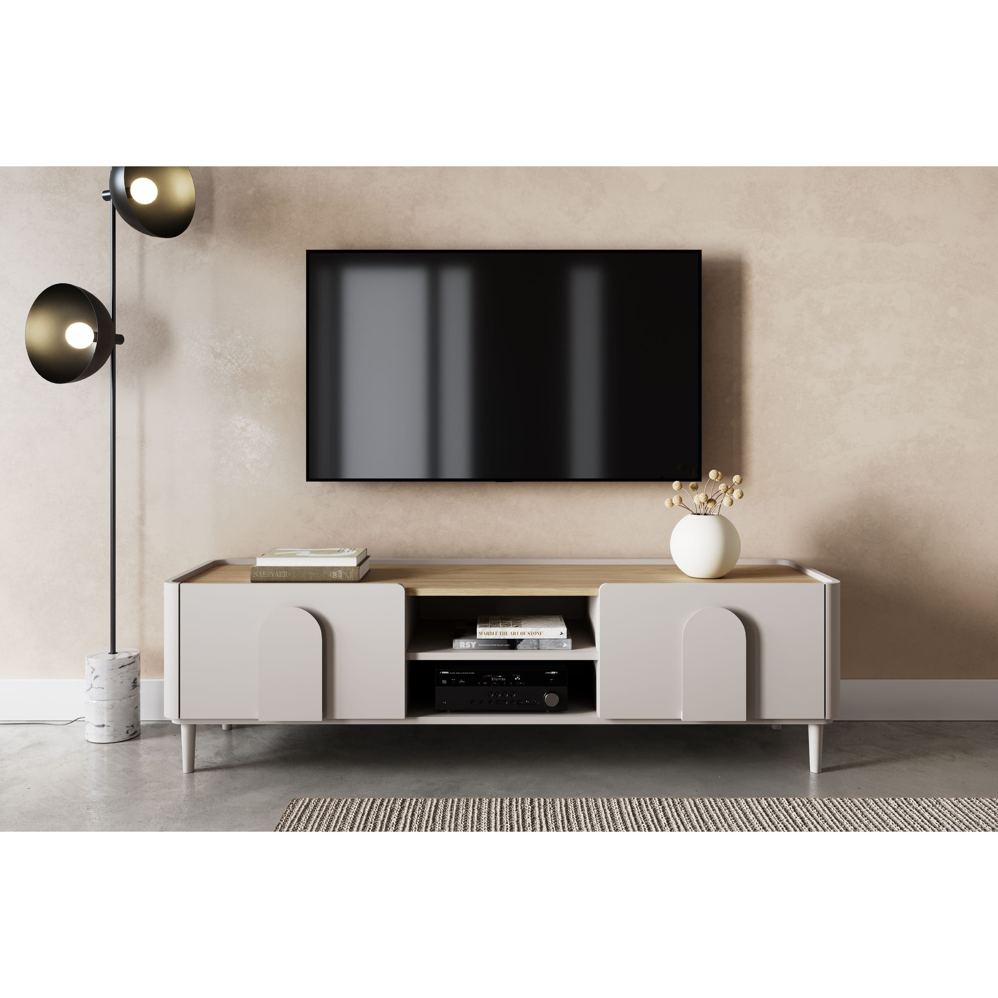 Comoda WENA, 2 usi, 3 sertare Lola, 150x85x40 cm, Casmir/Stejar