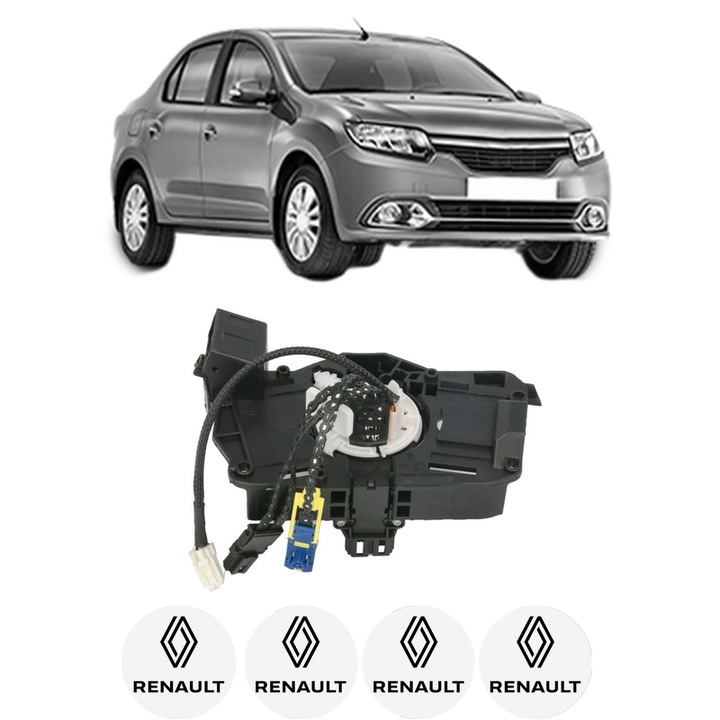 Spirala Airbag Pentru Volan RENAULT LOGAN/STEPWAY II (L8_) din 2013-2016, Auto, 4x Stickere auto cu RENAULT