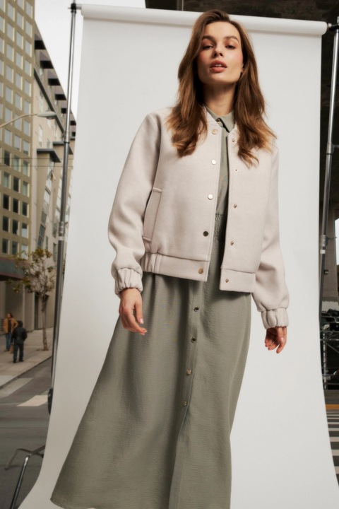 Jacheta bomber bej pentru femei, Bej