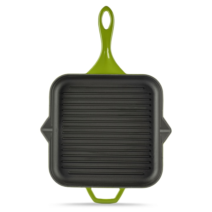 Tigaie fonta grill patrata 28X28, verde