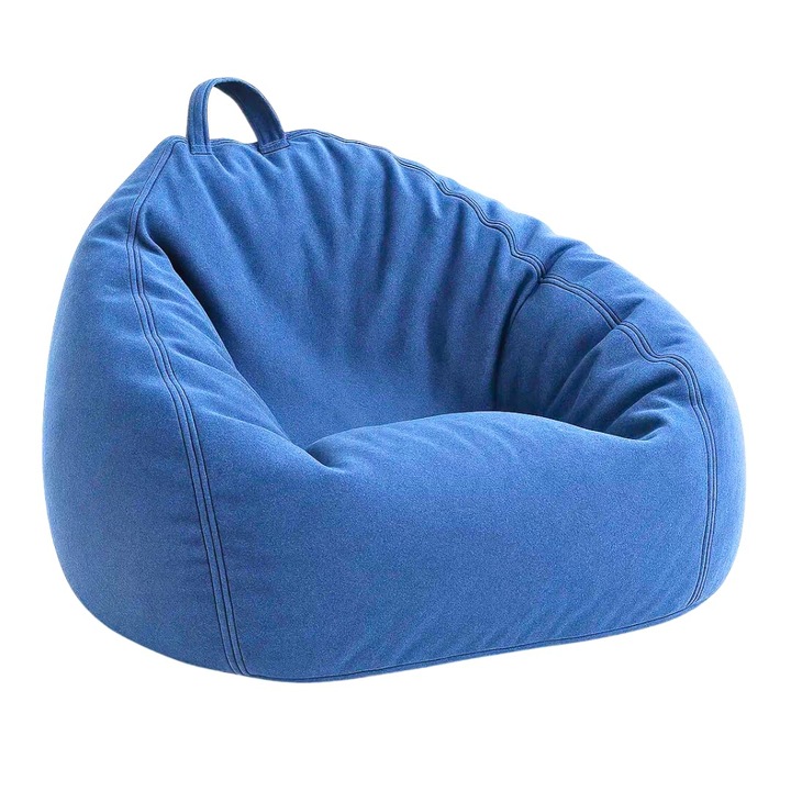 MartHome Fotoliu Puf Classic Sako pentru Adulti & Copii – Puf de Interior cu Umplutura din Perle EPS, Sac Interior & Maner de Transport, Husa Lavabila, Perna Lounge XL 110/90 Albastru Marin B05