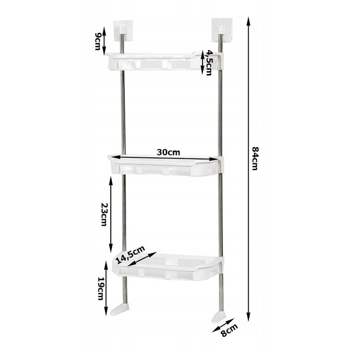 3 szintes fürdőszobai állvány, fehér, ideális WC-hez, hatékony tárolás