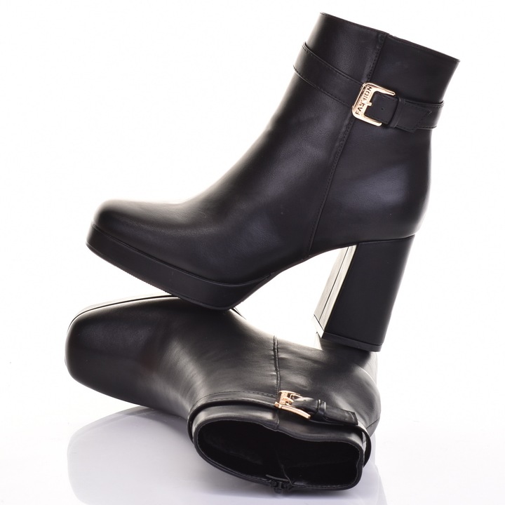 Botine dama Martinus, negre, piele ecologica, Negru