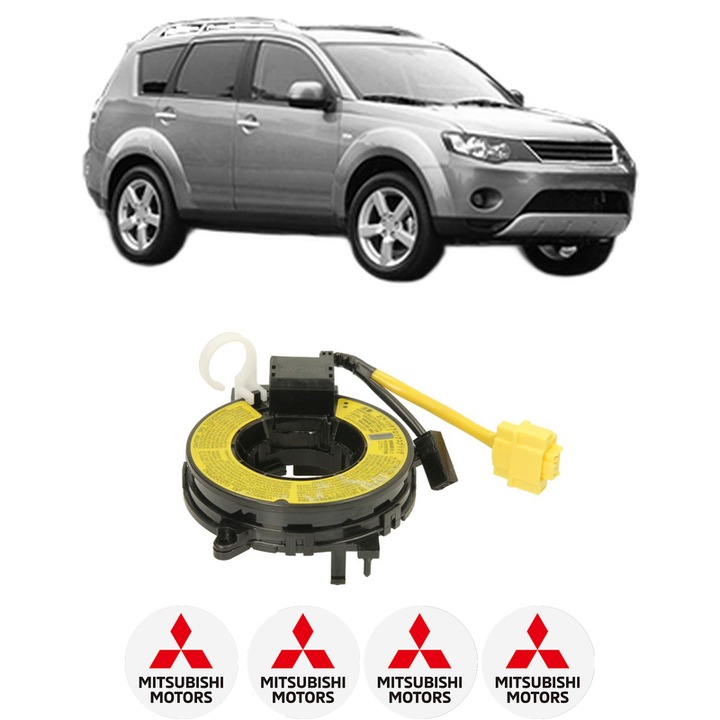 Spirala Airbag Pentru Volan MITSUBISHI OUTLANDER II (CW_W) din 2006-2012, Auto, 4x Stickere auto cu MITSUBISHI