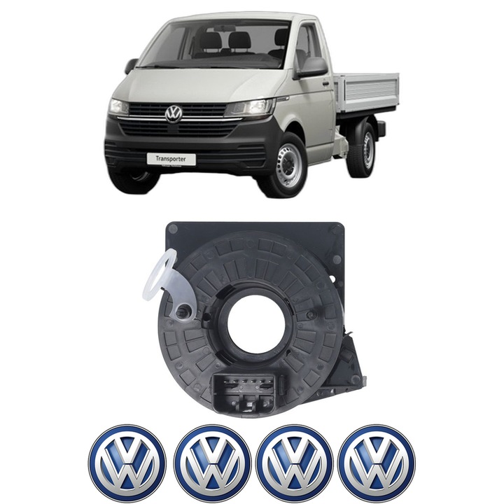 Spirala Airbag Pentru Volan Volkswagen TRANSPORTER T5 Platform/Chassis (7JD, 7JE, 7JL, 7JY, 7JZ, 7F din 2003-2015, Auto, 4x Stickere auto cu Volkswagen