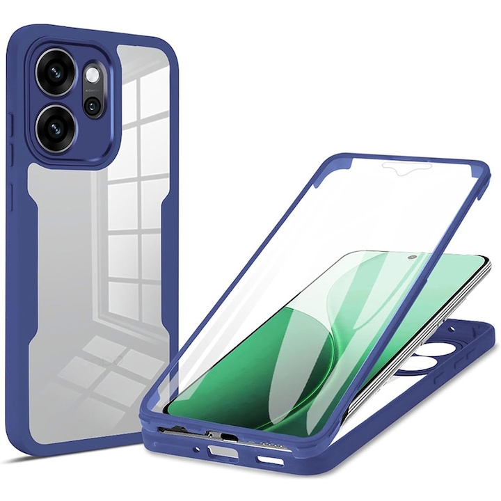 Husa pentru Oppo Reno 14 F / Reno 14 FS 5G DaDen® ColorVerse 360, Antisoc, Protectie completa spate-ecran, Albastru