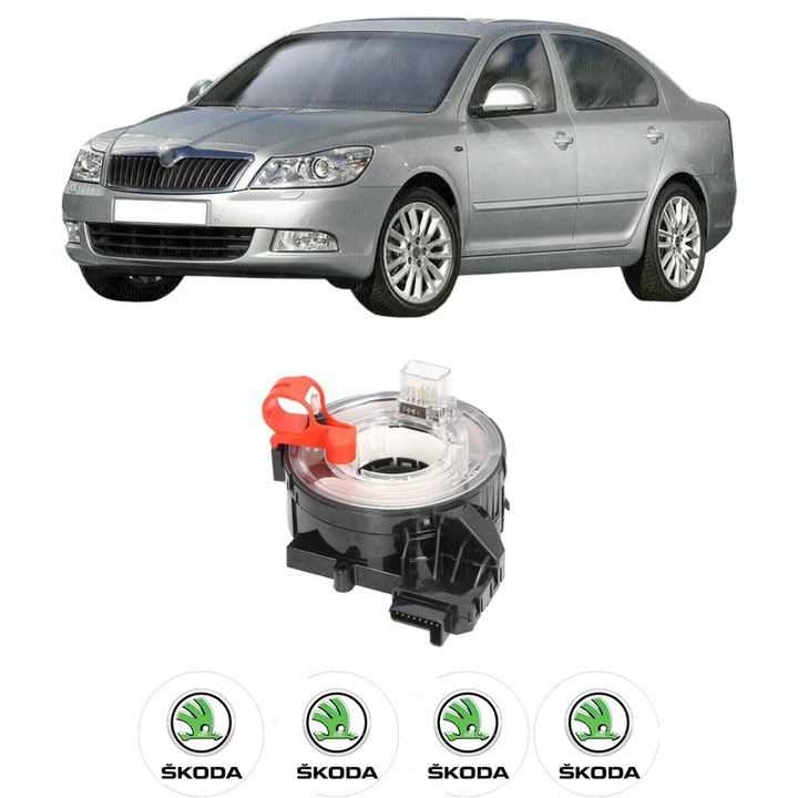 Spirala Airbag Pentru Volan SKODA OCTAVIA II (1Z3) din 2004-2013, Auto, 4x Stickere auto cu SKODA