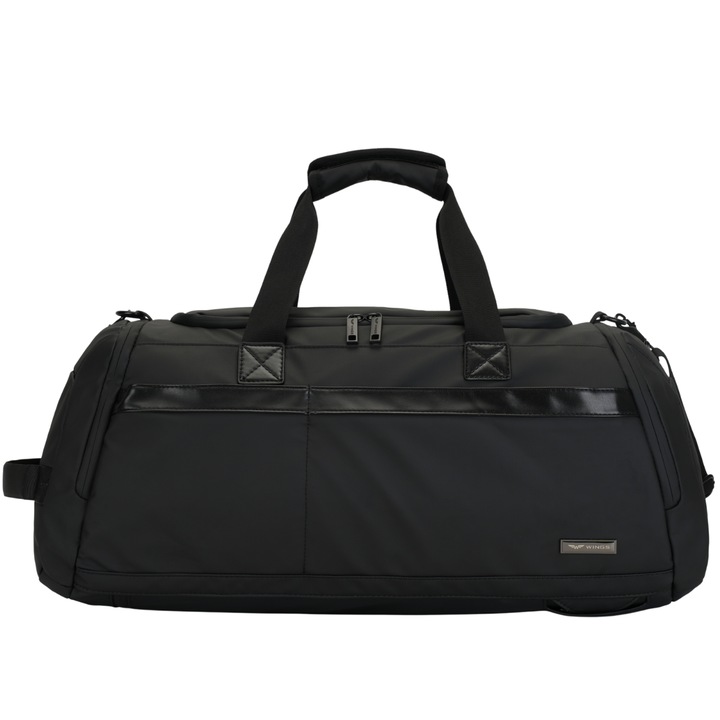 Geanta transformabila, Wings Vireo, negru, rucsac si geanta umar 2 in 1, 40L, 54x25x27 cm Geanta sport, ideala pentru cadou