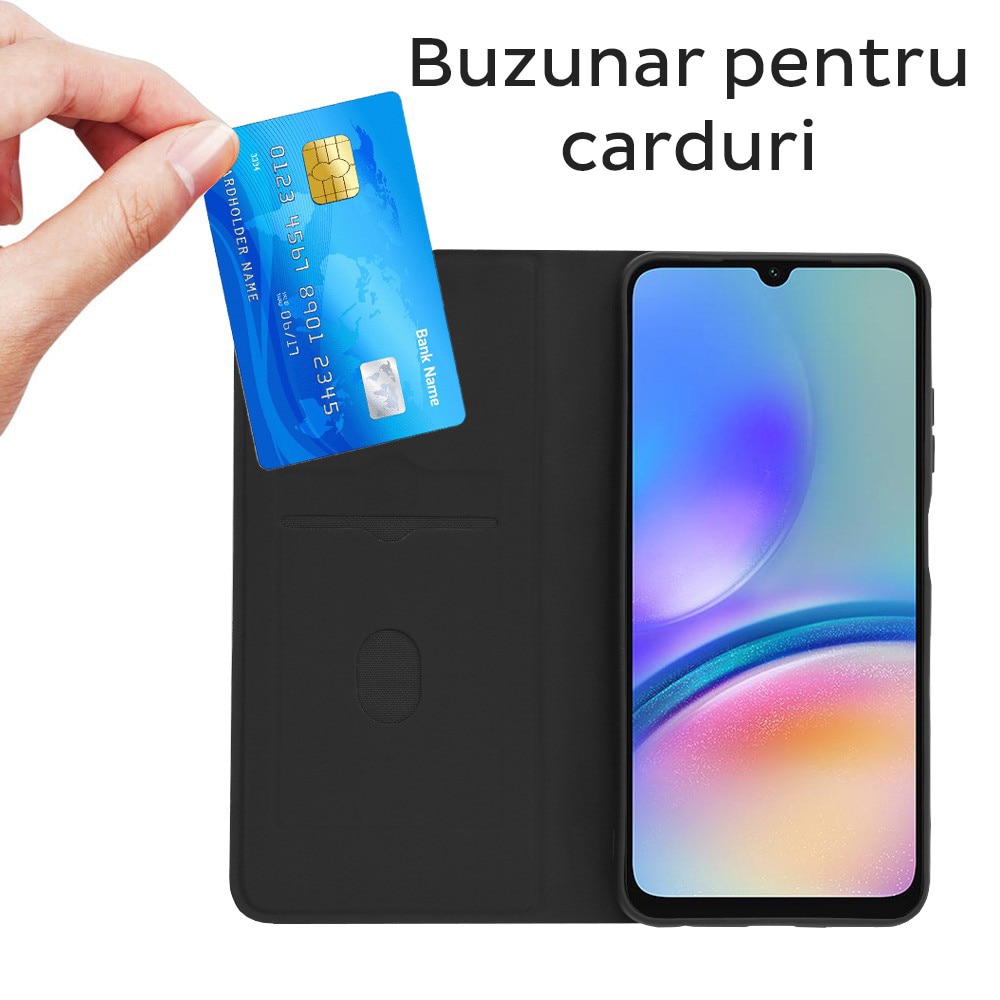 Husa Tip carte pentru Honor Magic 8 Pro DaDen® Magskin Book, Antisoc, Protectie completa spate-ecran, Buzunar card, Piele ecologica, Negru