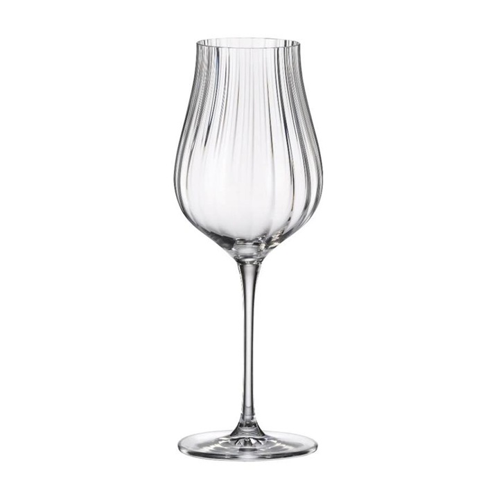 Set 6 pahare vin Crystal Bohemia Limosa Optic 400 ml transparent, design elegant, sticlă cristal