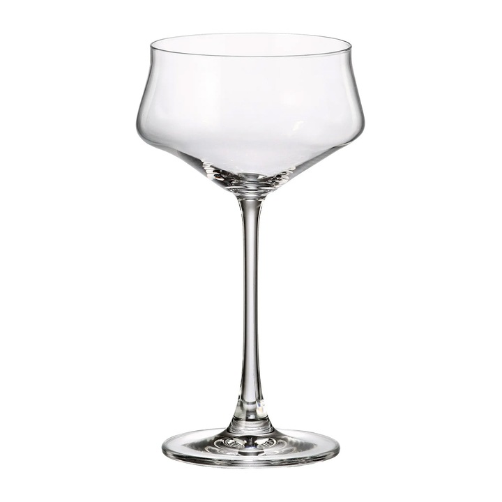 Set 6 pahare martini Crystal Bohemia 300 ml transparent, cristal fara plumb, design clasic