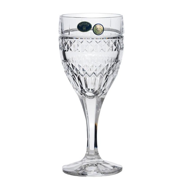 Set 6 pahare de vin Crystal Bohemia, 330 ml, transparent, ambalate in cutie 28x18.5x22 cm