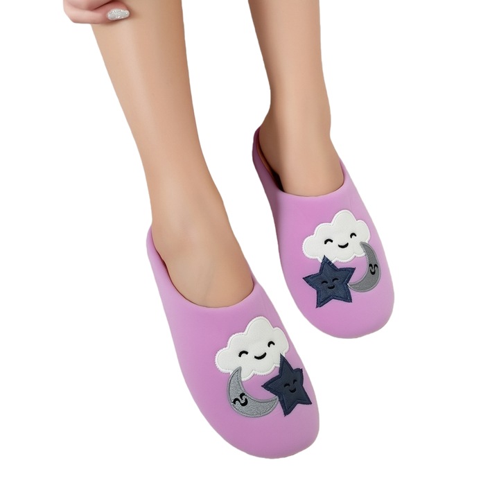 Papuci de camera A-8975roz 121718, Mov, 40-41