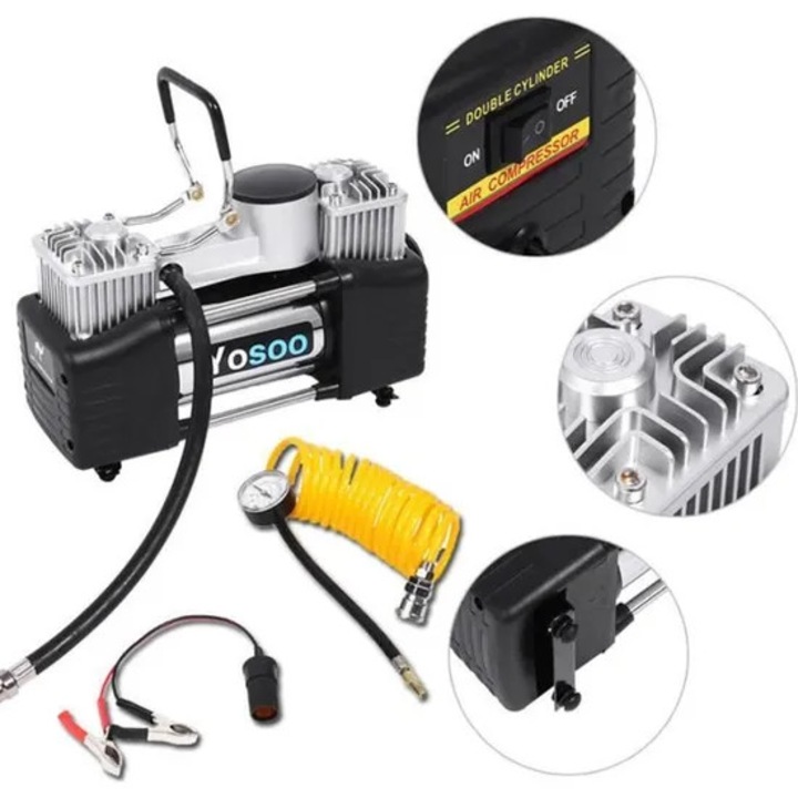 Compresor de aer, 60L/min, Dublu cilindru, Portabil, 150 PSI
