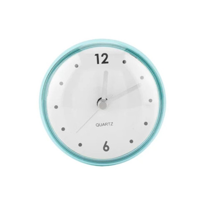 Dekoratív kerek tapadókorongos óra, zöld, fürdőszobába és konyhába