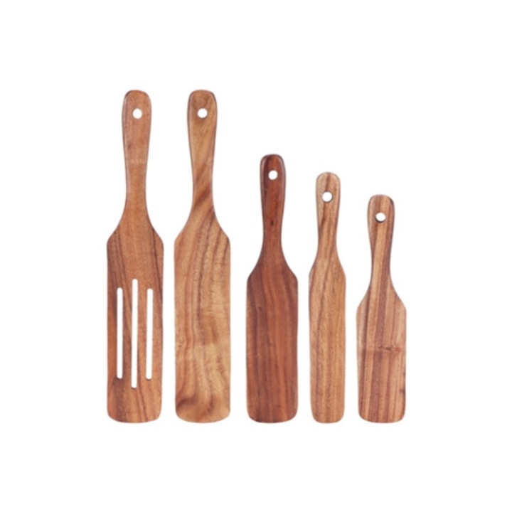 Set de 5 spatule din lemn pentru bucatarie