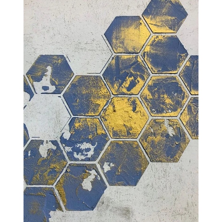 Sablon fagure de miere 53,3 x 35,3 cm, 0.7 mm, pentru pereti, pentru tencuiala MXSP7665