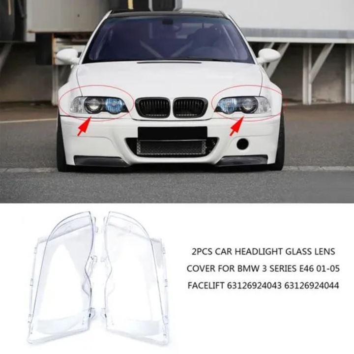 Carcasa lentila faruri set 2 bucati pentru BMW 3 Series E46 01-05