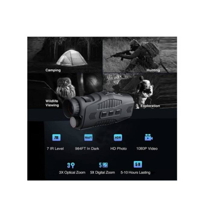 Monocular de noapte ENKERS 1080P, negru