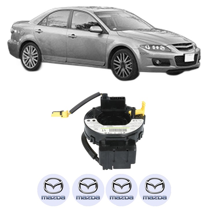 Spirala Airbag Pentru Volan MAZDA 6 Hatchback (GG) din 2002-2007, Auto, 4x Stickere auto cu MAZDA