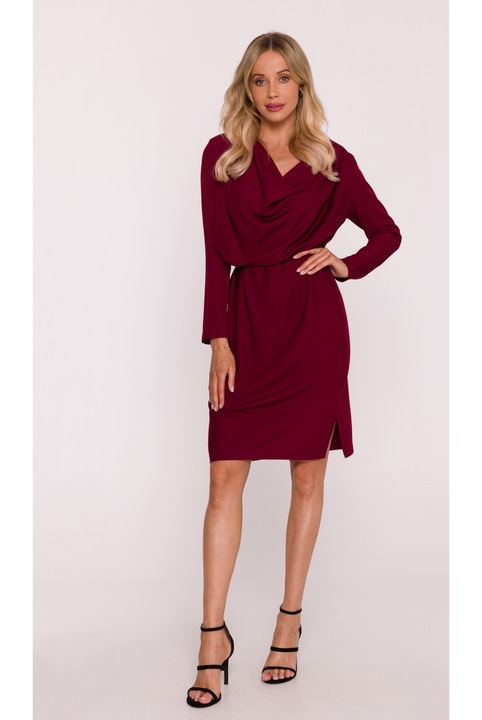 Rochie midi cu decolteu, Visiniu