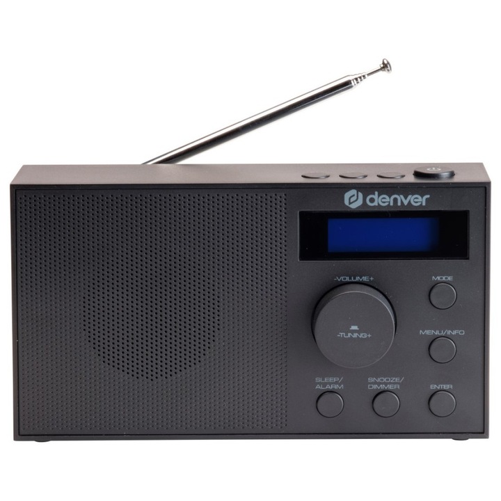 Радио с часовник Denver DAB-51B, DAB+/FM, 2 аларми, USB-C, 17x5,3x9,8см
