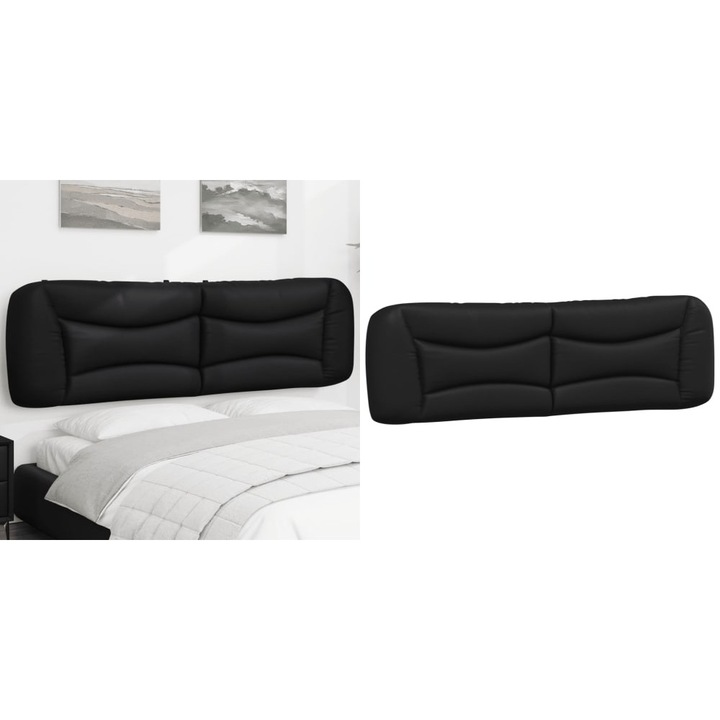 Perna pentru tablie pat, negru, 180 cm, piele artificiala