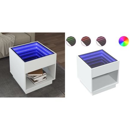 Masuta de cafea cu LED infinity, alb, 50x50x50 cm - eMAG.ro