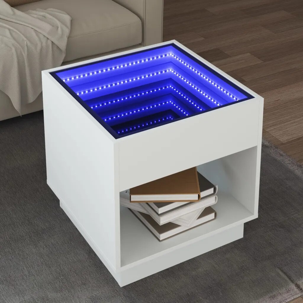 Masuta de cafea cu LED infinity, alb, 50x50x50 cm - eMAG.ro