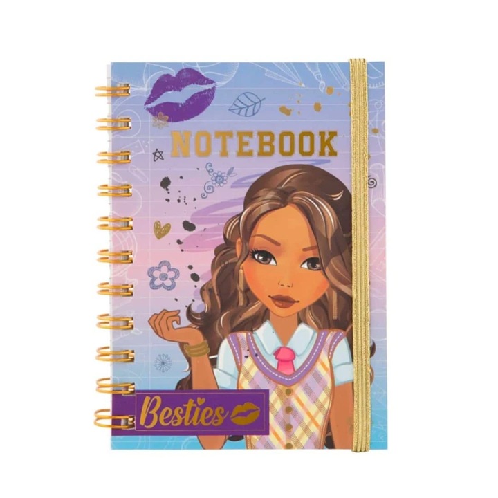 Тетрадка Besties "Приятелки завинаги", 11x15см, лилава, страници на редове