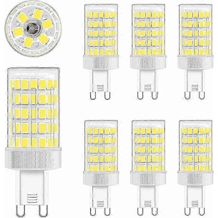 Комплект от 6 LED крушки G9 10W 6000K, 900 лумена, студена светлина, 360° ъгъл на разпръскване