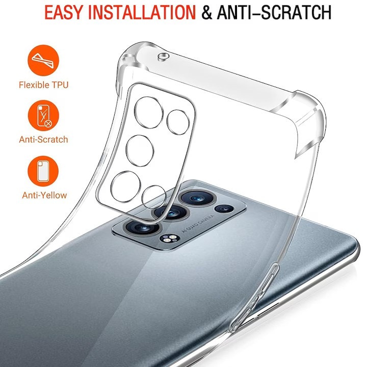 Husa Soft Antisoc compatibila cu Oppo Reno 6 Pro 5G, Transparent