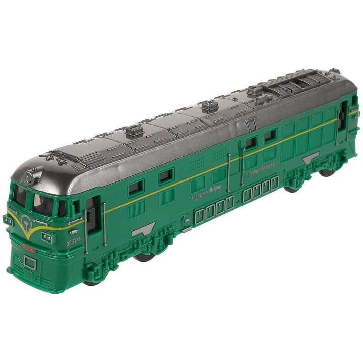 Jucarie locomotiva tren culoare verde cu sunete si lumini, model cu detalii realistice, 23 cm lungime – bucurie pentru pasionati de cai ferate