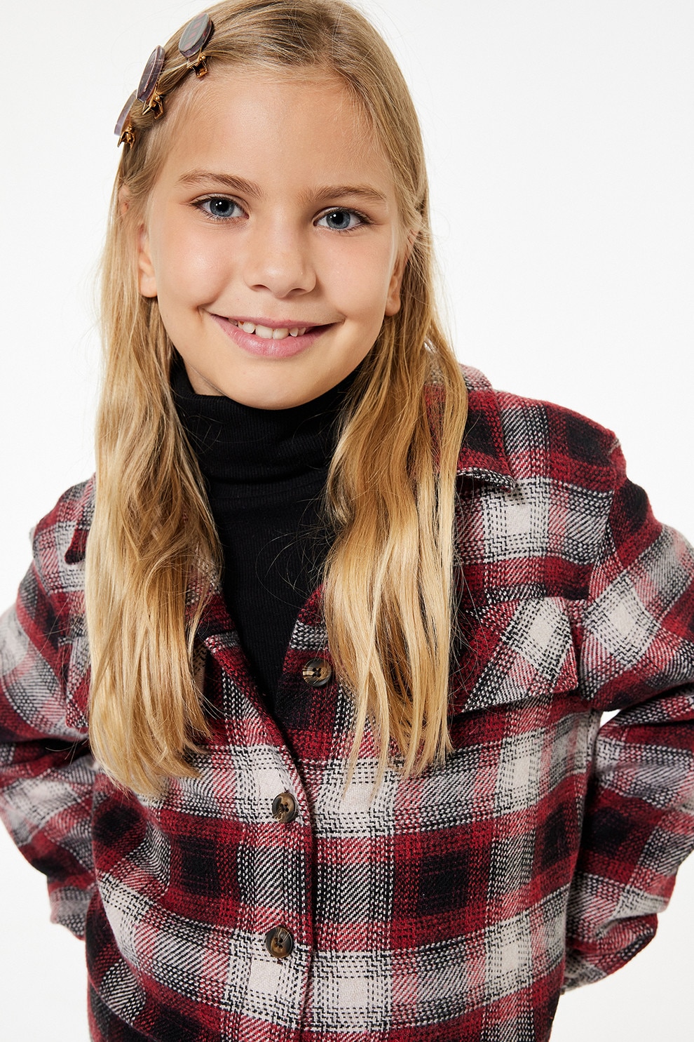 KOTON, Camasa in carouri cu maneci lungi, Negru, Rosu inchis, 122-128 CM