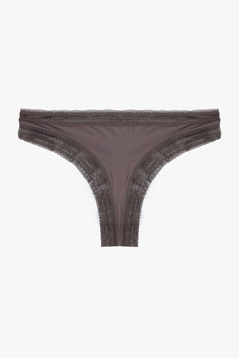 KOTON, Chiloti brazilieni cu insertii de dantela, Violet prafuit, M