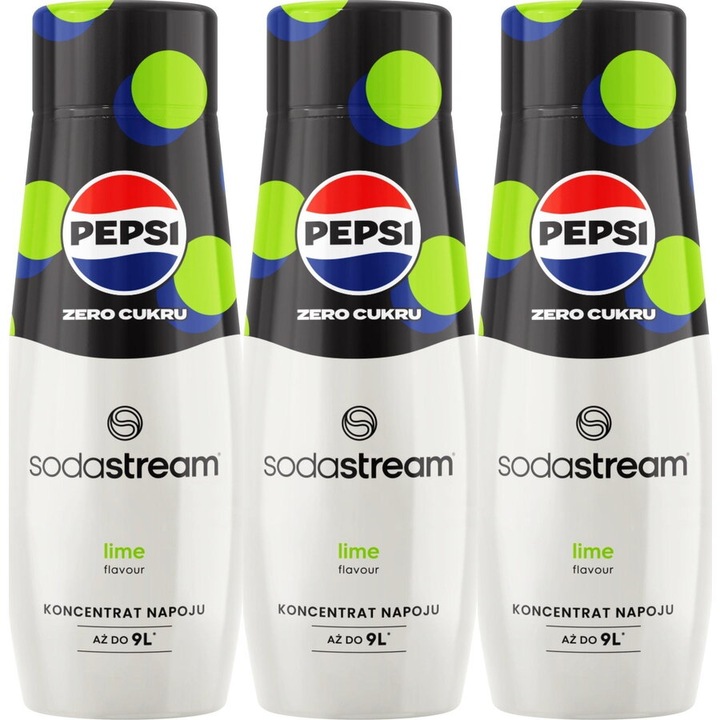 SodaStream Pepsi MAX Lime szirup szett, 440 ml, 3 darab, zöld