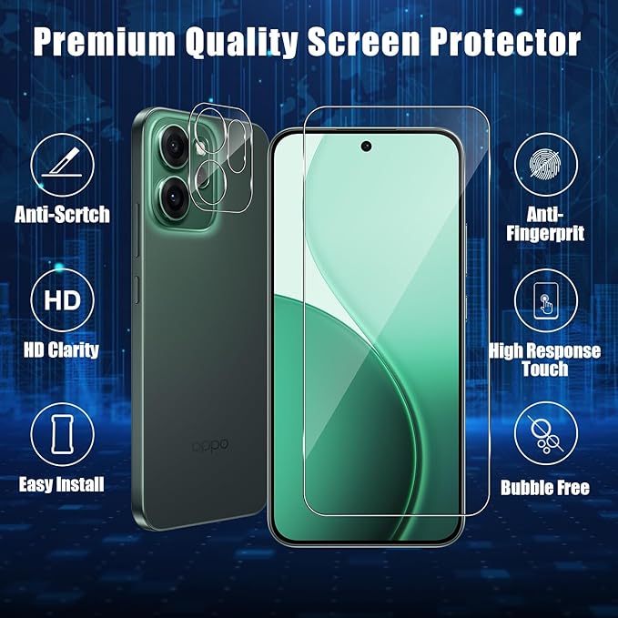 Folie protectie ecran compatibila cu OPPO Reno 14F 5G / Reno 14FS 5G, set 2 folii protectie ecran si 2 folii protectie camera, sticla securizata, transparenta, 0.33mm