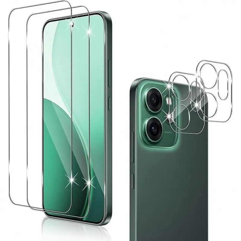 Folie protectie ecran compatibila cu OPPO Reno 14F 5G / Reno 14FS 5G, set 2 folii protectie ecran si 2 folii protectie camera, sticla securizata, transparenta, 0.33mm